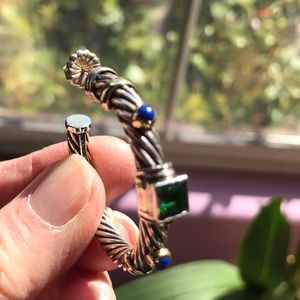 David Yurman silver, gold accent, lapis & green
